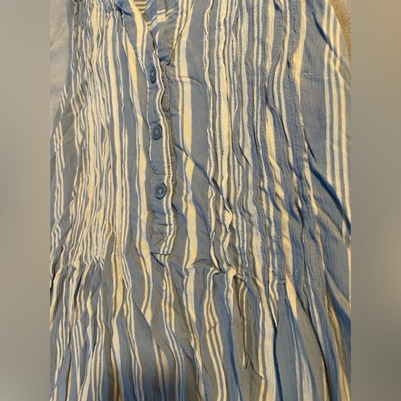 Market & Spruce Blue and White Striped Cinched Waist Tank Top - Picture 2 of 7